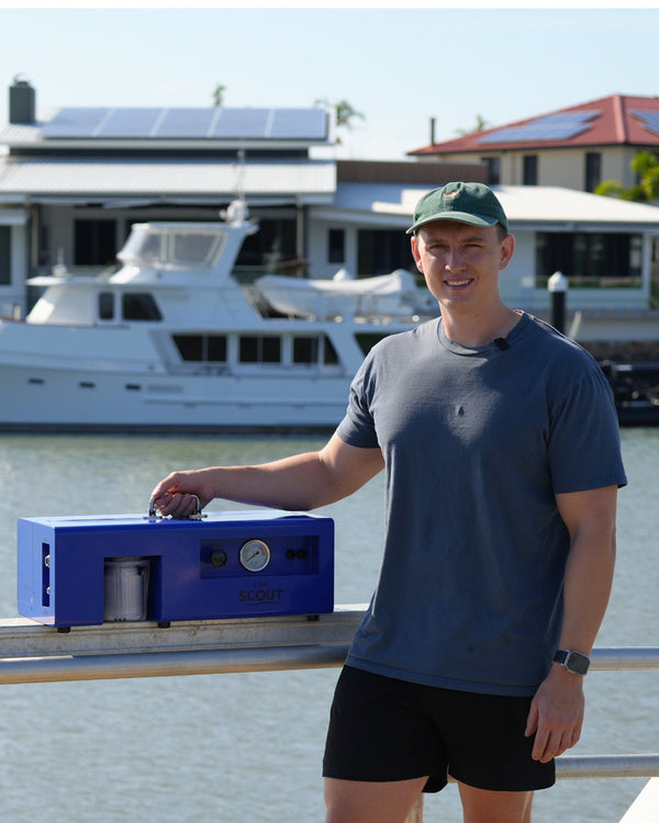 LEDI Scout portable watermaker for cruising yacht use on deck by the water