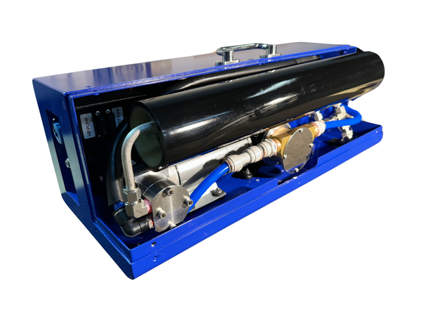 ScoutOpenBack showing Pumptec 107SS high-pressure pump inside the LEDI Scout 12V watermaker
