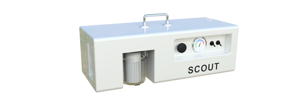 LEDI Scout reverse osmosis watermaker for boats, front view on white background