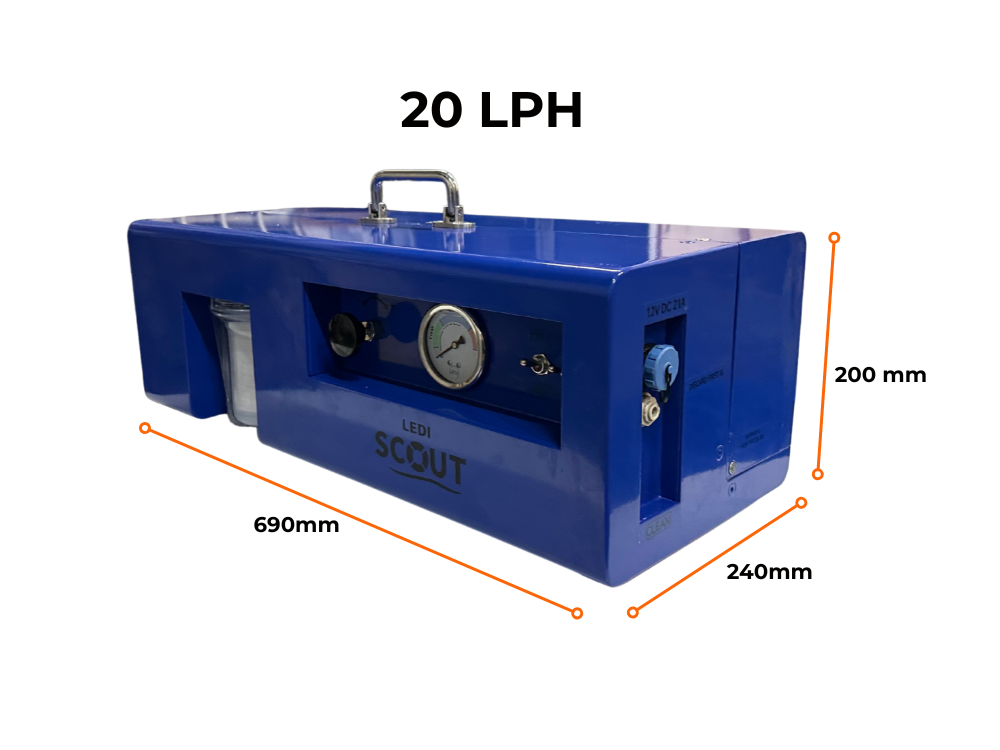LEDI Scout 20 reverse osmosis watermaker marine unit ready for use on a boat