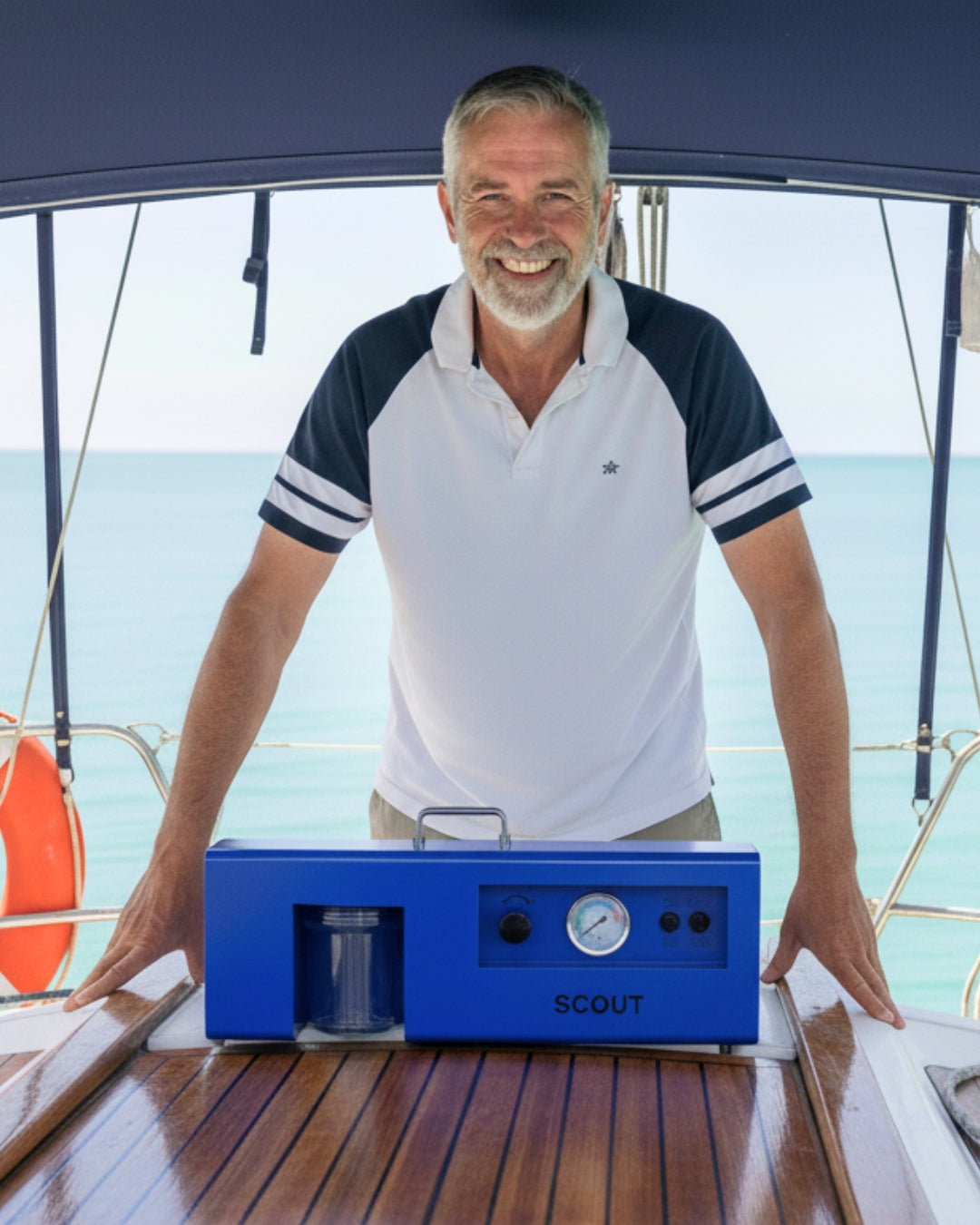 LEDI Scout portable watermaker in use during long-range cruising offshore