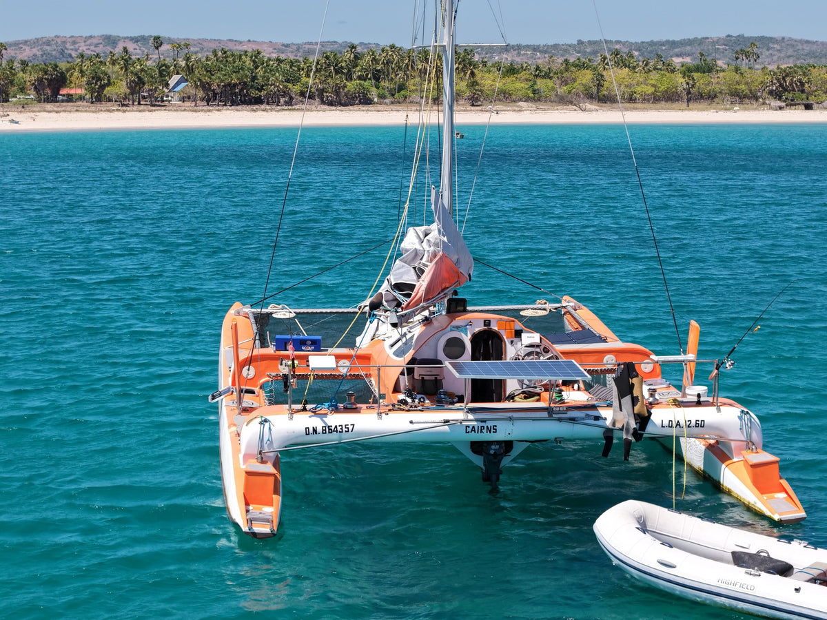 LEDI seawater desalination machine on a cruising catamaran in tropical waters