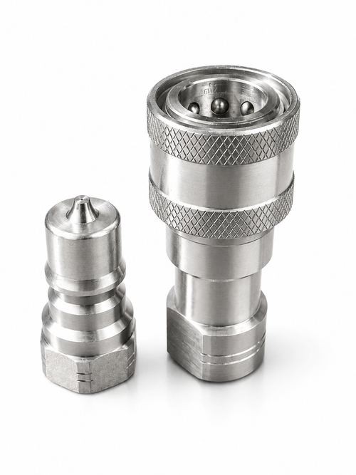 316 stainless hydraulic quick-connect coupling pair