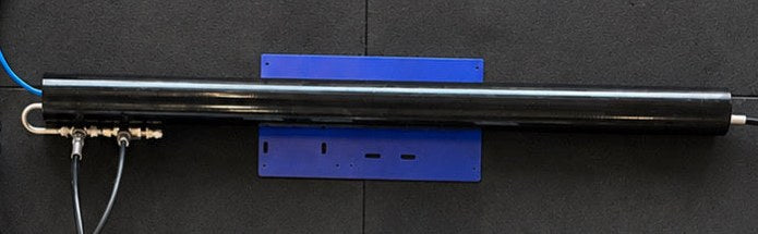 LEDI Modular membrane pressure vessel on its blue mounting bracket